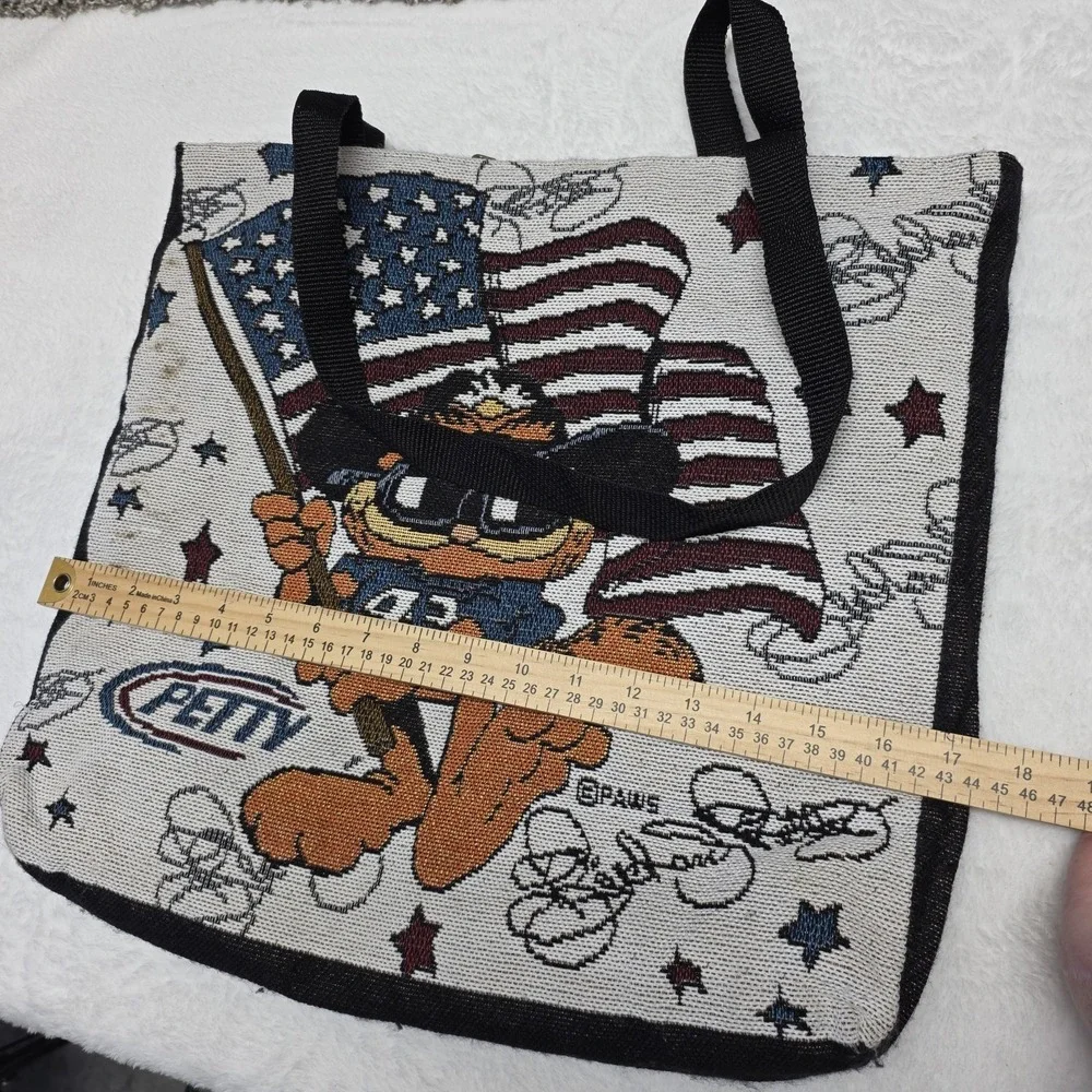 Vtg Garfield Richard Petty Tote Bag Nascar‎ Paws 16x17in Mixed Materials